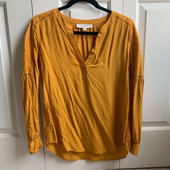 LOFT Tops Mustard Yellow Blouse Poshmark